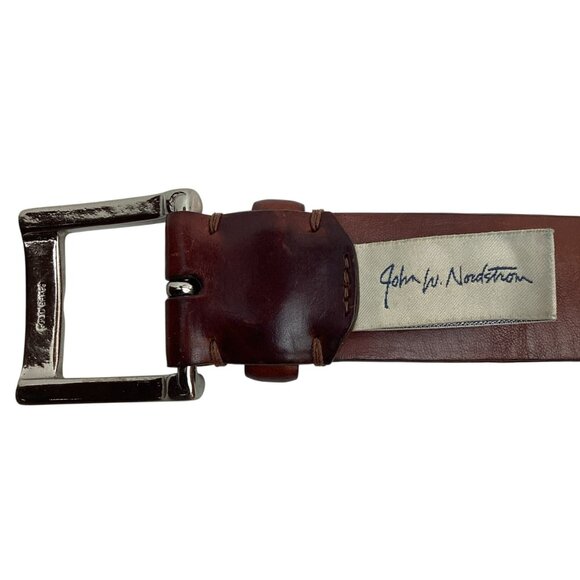 John W. Nordstrom Brown Leather Belt Woven Detail Mens 36 Handcrafted In USA - Picture 4 of 9